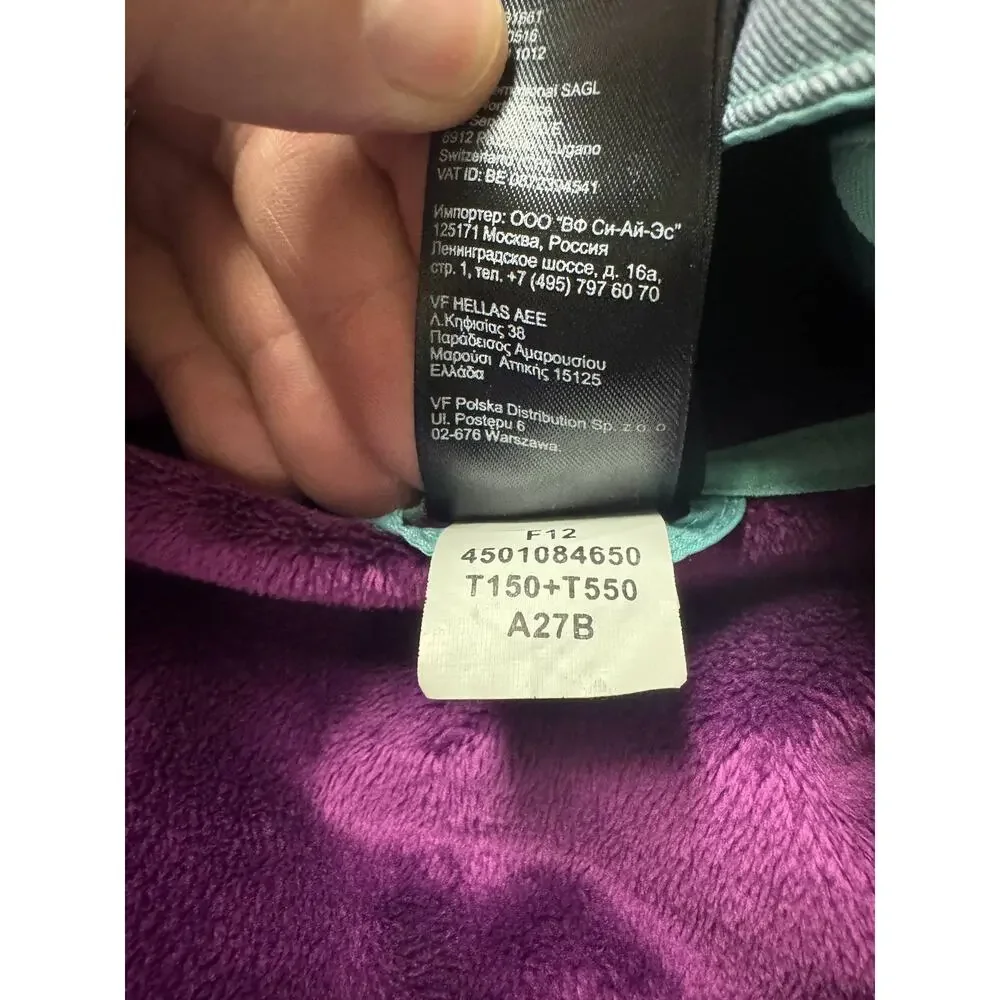 The North Face Women's Softshell Jacket Small Purple Teal Plaid Hooded Full Zip